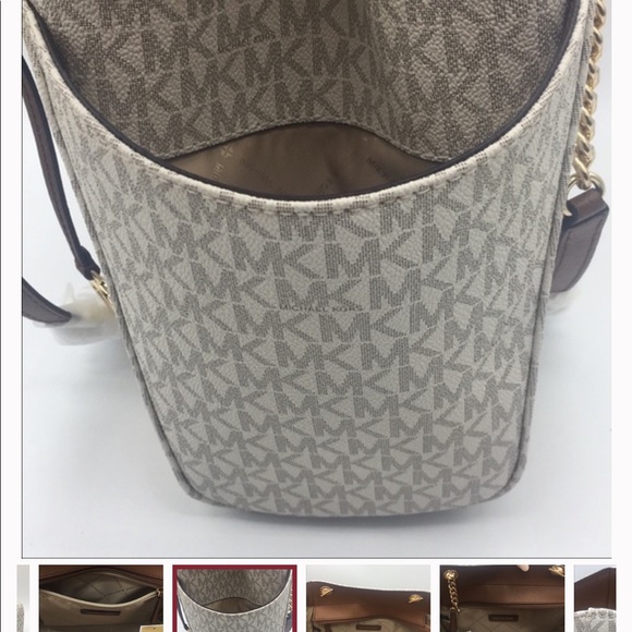 MICHAEL KORS LG CHAIN SHOULDER TOTE VANILLA - Picture 6 of 16